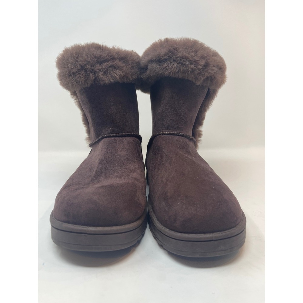 White Mountain Faux Fur Trim Boots Womens 10 Brown Excellent Winter Suede Style